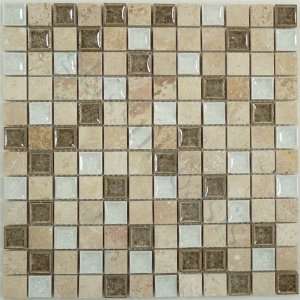   Cream/Beige Tranquil Series Polished Glass and Stone Tile   18194