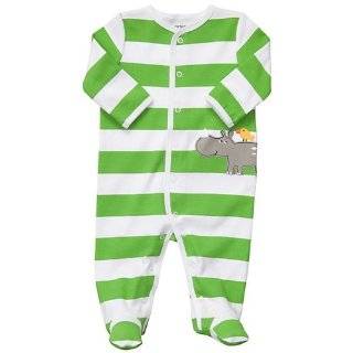    Carters Blue Striped Monkey Snap Up Sleep & Play Clothing