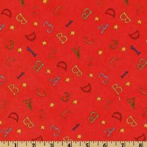  44 Wide Rhyme Time ABCs & 123S Red Fabric By The Yard 