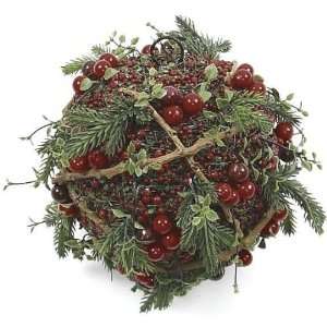  Berry/pine Ball Ornmnt W/ Vine 6.5 Red/green/ntrl 
