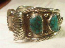 Sterling Silver Turquoise Southwestern Watch Cuff Bracelet  
