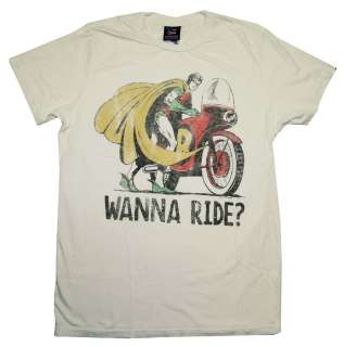 Batman And Robin DC Comics Wanna Ride Vintage Style Junk Food T Shirt 