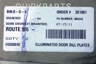 2011 2012 Chevy Cruze Illuminated Door Sill Plates Blue Front & Rear 