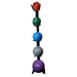  5 Rubber Medicine Ball Set w/ Rack (4lb, 6lb, 8lb, 10lb 