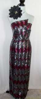 Vintage Lilli Diamond Sequin Dress Gown 60s 70s Size 8 Full Length 