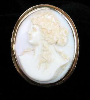 ANTIQUE VICTORIAN ANGEL SKIN CORAL 10K GOLD CAMEO  