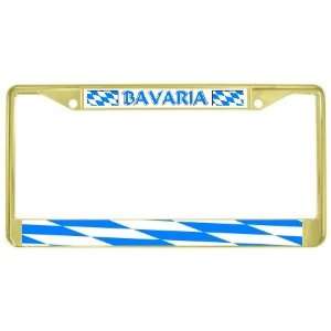  Bavaria Bavarian Flag Gold Tone Metal License Plate Frame 