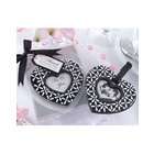 black and white heart luggage tag favor