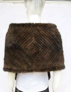 100% Real Genuine Mink Fur Wrap Scarf Shawl PJ09  
