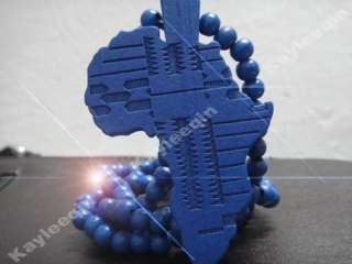 Wooden African Map Piece Africa Pendant Wood Rosary Bead Chain 
