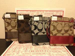 COACH Signature Stripe Swingpack *Guaranteed Authentic* (purse handbag 