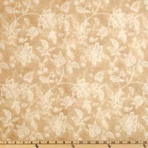 110 Wide Essential Jacobean Floral Vine Beige Fabric By 