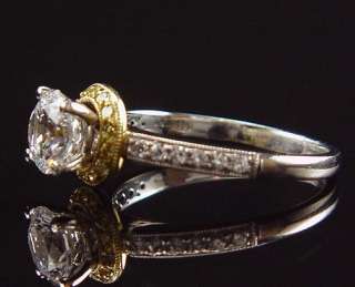 Enchanting Simon G Yellow Diamond Halo Platinum Engagement Ring  