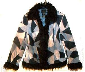 Outbrook Multicolor Patchwork Suede Leather Jacket Sz M  