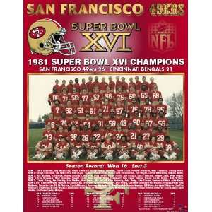 San Francisco 49ers    Super Bowl 1981 San Francisco 49Ers    13 x 16 