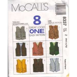 McCalls Vest Pattern 8337 for Childrens Vests, Size Z (Med, Large 