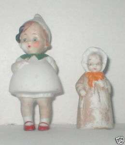 Antique Germany bisque 2.25 & 3.5 girl w/ pull string  