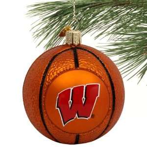  Wisconsin Badgers Glass Basketball Ornament Sports 