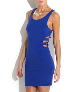 Blue (Blue) Blue Side Slit Bodycon Dress  253050340  New Look