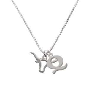  Longhorn Head Outline Q Initial Charm Necklace Jewelry