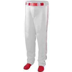 Series Open Bottom Piping Baseball/Softball Pants WHITE/RED YM  