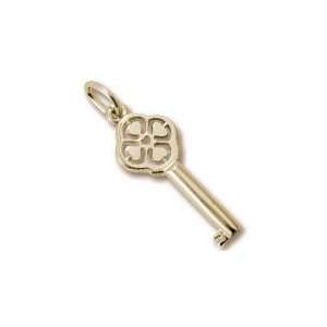 Rembrandt Charms 4 Heart Key Charm, Gold Plated Silver 