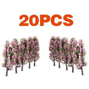  20pcs Scenery Landscape Train Model Trees w/ Pink and 