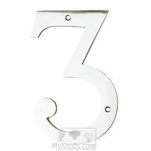 Taamba heirloom hardware   brassware numerals 3 in polished chrome