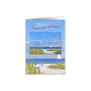  Birthday, 54th, Beach and Ocean View Card Toys & Games