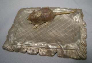 Rare Antique Vienna Bronze Mouse on Carpet  
