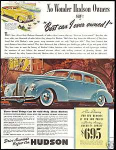 1939 Hudson 4 Door Convertible Vintage Print Car Ad  