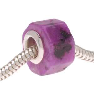  Gemstone Octagon Bead Fits Pandora Purple Kiwi Jasper 13mm 