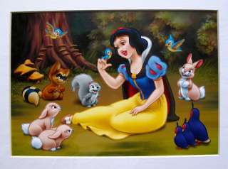 Disney SNOW WHITE Matted Art Lithograph  