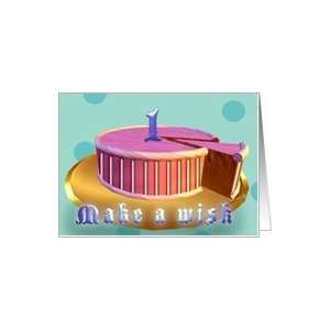  First Birthday make a wish Pink cake polka dot stripes 