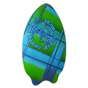  35 Inch Wooden Skimboard Blue / Green Plaid Graphics 