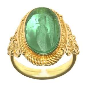   Tagliamonte 14k Yellow Gold Green Venetian Cameo Ring, Size 7 Jewelry