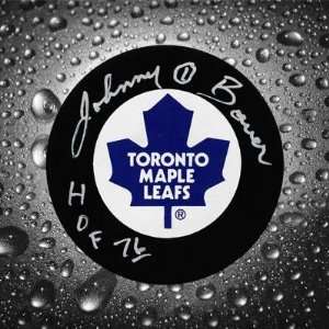  Signed Johnny Bower Hockey Puck   Original 6   Autographed NHL 