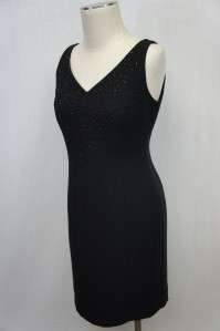 Jones New York Black Beaded Sleeveless Dress Sz 8P  