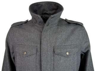 Mens Ben Sherman Military Melton Wool Rich Jacket Coat Grey  