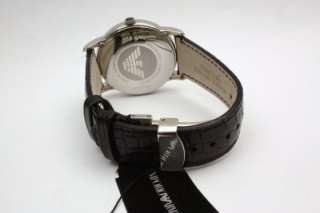 New Emporio Armani Women Classic Black Leather Sub Dial Watch 35mm 