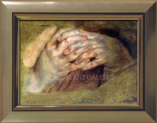 PETER PAUL RUBENS Betende Hände BILD 23 x 18 cm Leinwand mit Rahmen 