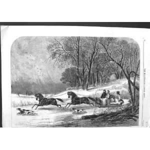 1863 CARIBOU HUNTING NEW BRUNSWICK CANADA HORSES