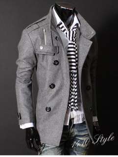 NWT Mens Stylish Double Breasted Wool Coat M L XL XXL  