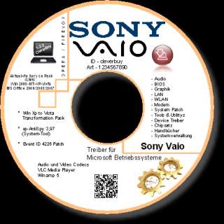 Treiber CD/DVD für Sony VAIO VPC Serie Notebook  