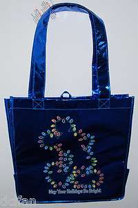 Disney Mickey Christmas Lights Blue Holiday Shiny Reusable Tote Bag 