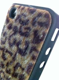 NEU iPhone 4 4G FELL Fur Hard Case Hülle braun Leo Leopard 