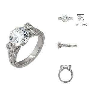   Sterling Silver (10mm) Brilliant CZ Engagement Ring Size 7 Jewelry