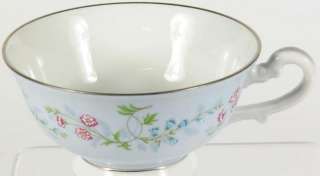 Raynaud & Co. Limoges Porcelain 4x2 Teacup Small Pink Flowers/Silver 