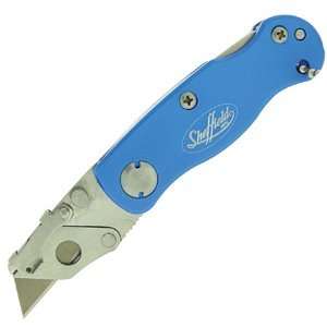 Sheffield MFG   Mini Lockback Utility Knife, Blue Aluminum Handle 