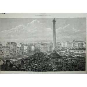  Royal Review Troops Egypt Trafalgar Square Nelson 1882 